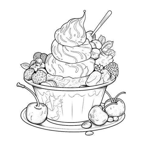 Ice Cream Sundae coloring page – Coloring corner