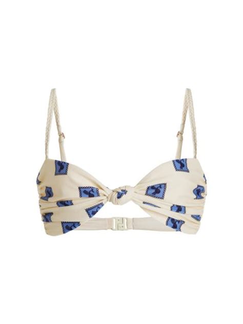 Johanna Ortiz Andean Ecru Cobalt Yupanqui Bikini Top Blue REVERSIBLE