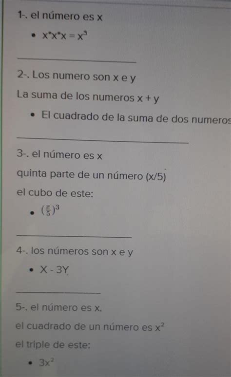 1 Expresa En Lenguaje Algebraico Los Siguientes Enunciados A El Cubo