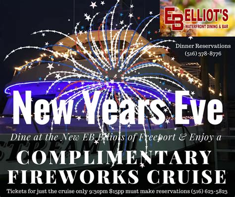 Long Island New Years Eve Fireworks Cruise Dine At The New Eb Elliots