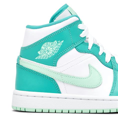 Air Jordan 1 Mid Island Green Womens Dv2229 300 Laced