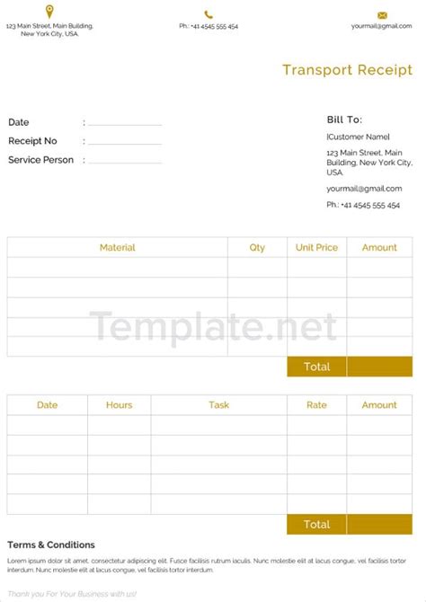 Transportation Receipt Template