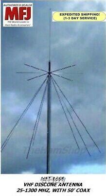 MFJ 1868 VHF Discone Antenna 25 1300 MHZ 50 Coax Perfect For