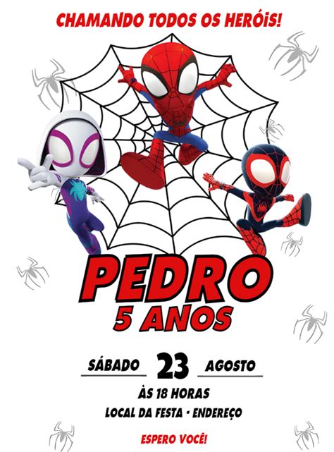 Increíble invitación de cumpleaños de Spidey y sus amigos Un