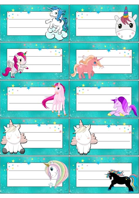 Copy Of Notebook Labels Stickers Girls Unicorn Postermywall