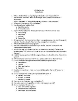 AP IB Environmental Science Biodiversity Study Guide By Left And Right