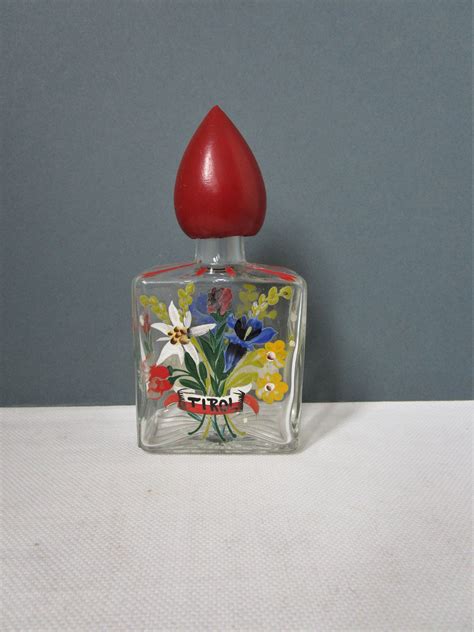 Hand Painted Vintage Glass Perfume Bottle Retro Glass Perfume Bottle Souvenir From Austria Tirol