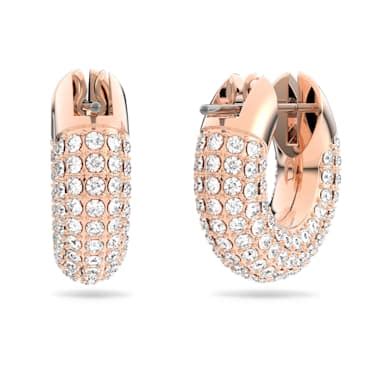 Dextera Hoop Earrings Small White Rose Gold Tone Plated Swarovski