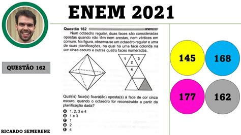 ENEM 2021 QUESTÃO 162 PROVA CINZA PLANIFICAÇÃO OCTAEDRO YouTube