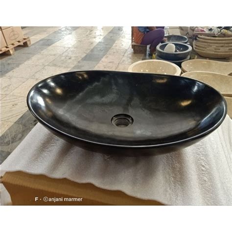 Jual Wastafel Batu Andesit Hitam Oval 40cm Shopee Indonesia