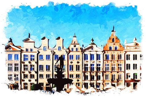 Premium Photo Gdansk Poland Beautiful Watercolor Landscape