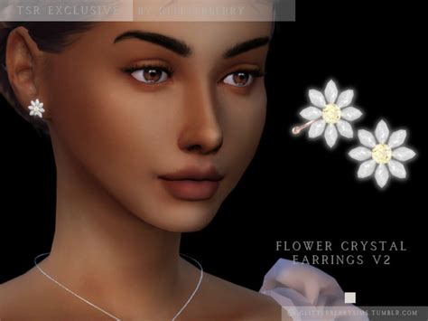 The Sims Resource Crystal Flower Earring V2