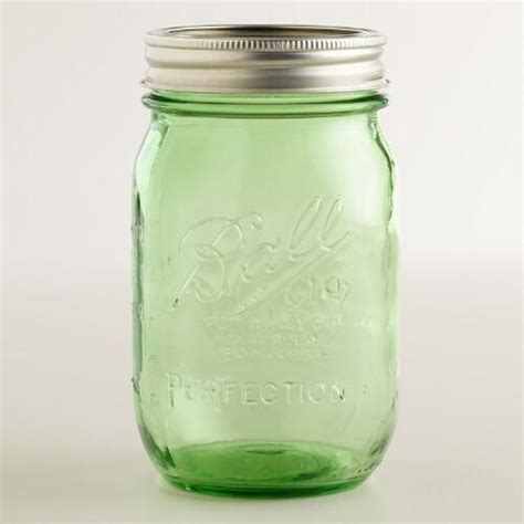 Green Glass Pint Heritage Ball Jars Set Of 6 Ball Jars Glass Mason Jars Pint Mason Jars