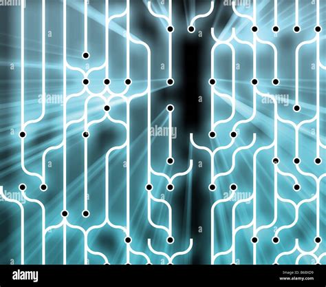 Abstract Wallpaper Illustration Of Electronic Circuitry Patterns Stock