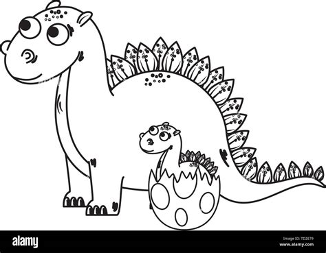 Cartoon Happy Mother Baby Dinosaur Stock Vector Images Alamy