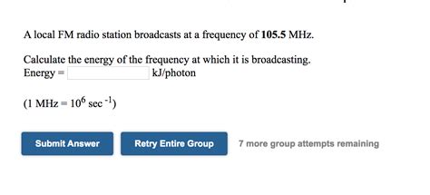 Solved A Local Fm Radio Station Broadcasts At A Frequency Of Chegg