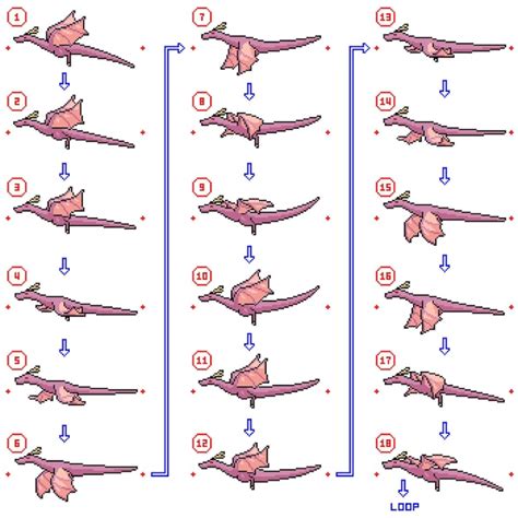 Premium Vector | Pixel art of dragon flying animation loop