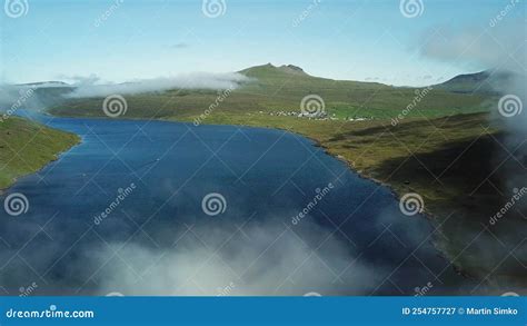 Aerial View Of Sorvagsvatn Lake Or Leitisvatn Biggest Lake In Faroe