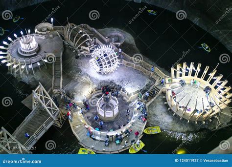 Underground Lake in the Salt Mine Salina Turda Museum in Turda ...