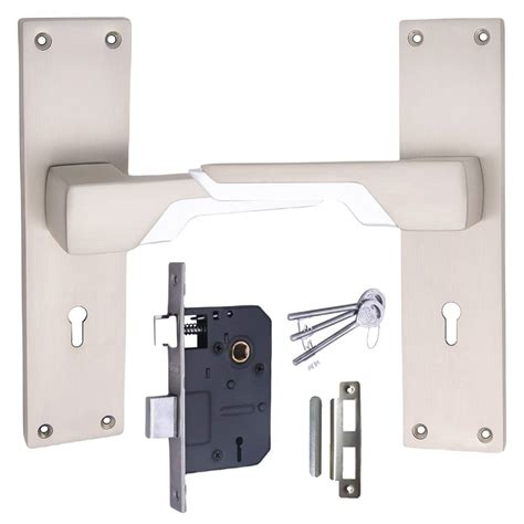 Buy Atom 8 Inch Mh O55 Ky Ss Silver Satin Finish Mortise Door Handle Set With Lock Body Online