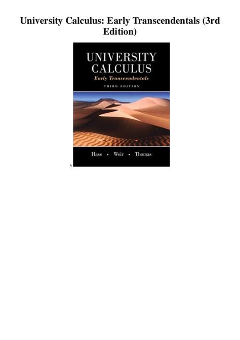 University Calculus Early Transcendentals 3rd Edition