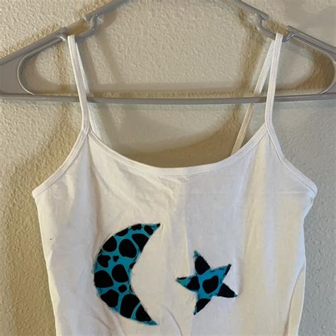 Star And Moon Cropped Tank Top Spaghetti Strap Depop