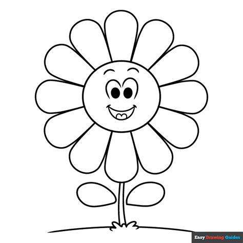 Rainbow Flower Coloring Page | Easy Drawing Guides