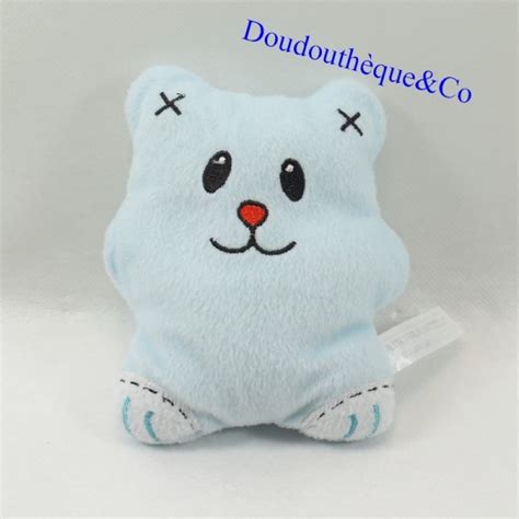 Doudou Semi Plat Ours Air France Bleu Grelot Cm Sos Doudou