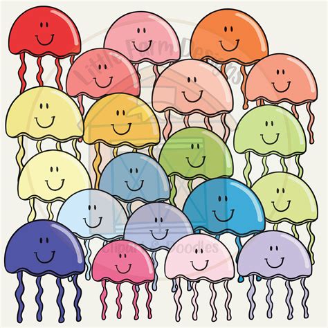 Jellyfish Clipart Rainbow Jellyfish Sea Animals Clipart Cute