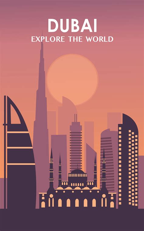 Dubai City Travel Illustration Travel Poster Design Travel