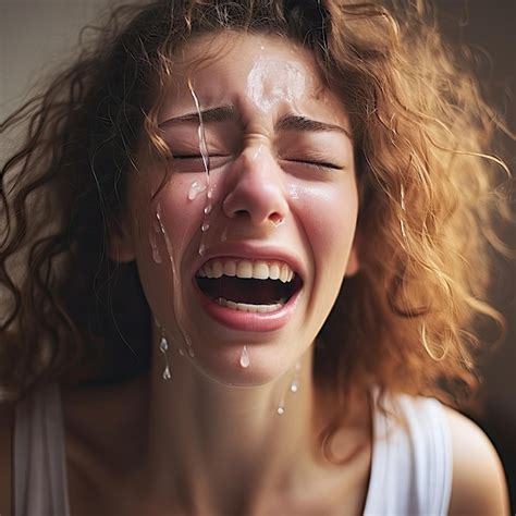 Premium Photo A Woman Crying With Tears On Her Face