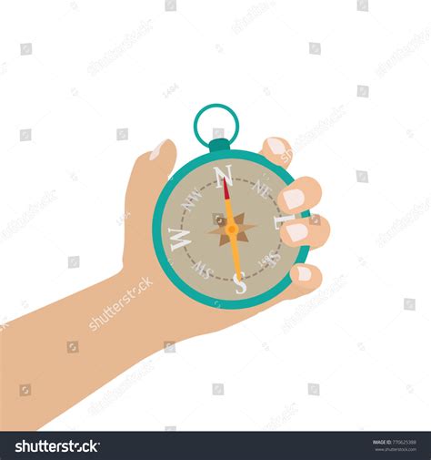 Hand Holding Compass Vector Illustration Design