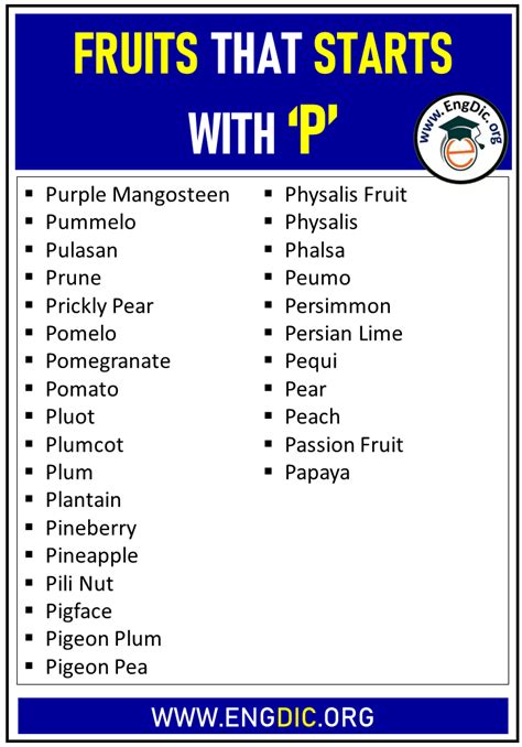 Fruits That Start With P Pictures And Properties Engdic