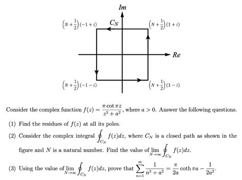 Solved Consider the complex function f z z2 a2πcotπz where Chegg