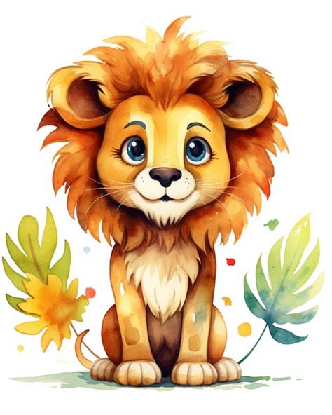 Premium Ai Image There Is A Cartoon Lion Sitting On The Ground With