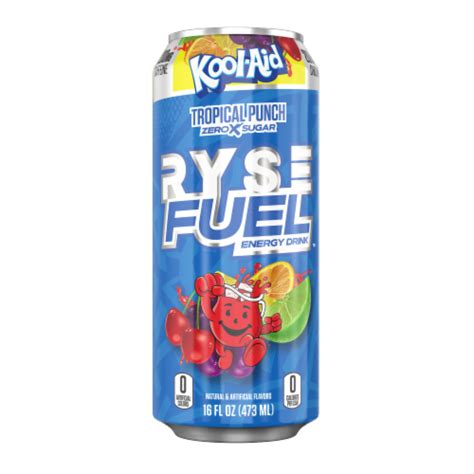 RYSE Fuel Zero Sugar Kool Aid Tropical Punch Energy Drink Can 16 Fl