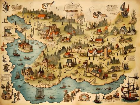 Nas Histórias De Piratas Para Que Eles Usavam O Mapa - Mapa pirata com ilhas de navios piratas e sinais náuticos desenhando um ...