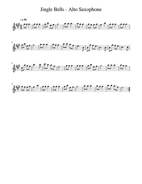 Jingle Bells Alto Saxophone Sheet Music For Saxophone Alto Solo