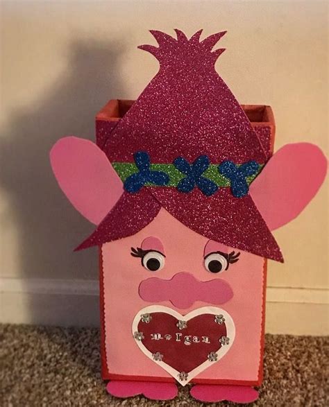 Trolls Poppy Valentine S Box Girls Valentines Boxes Valentine Crafts