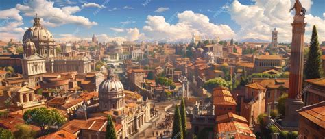 Premium Photo | Fiction aerial view of Ancient Rome in summer landscape ...