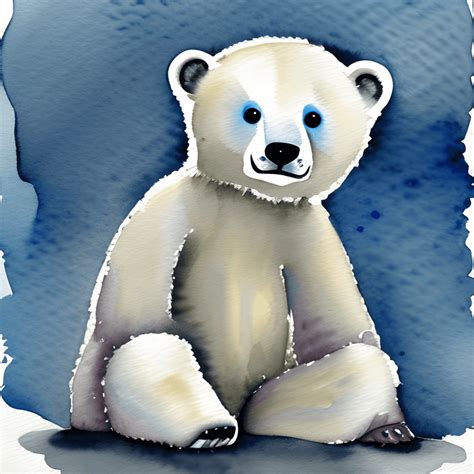 Kawaii Polar Bear Cub Watercolor Graphic · Creative Fabrica