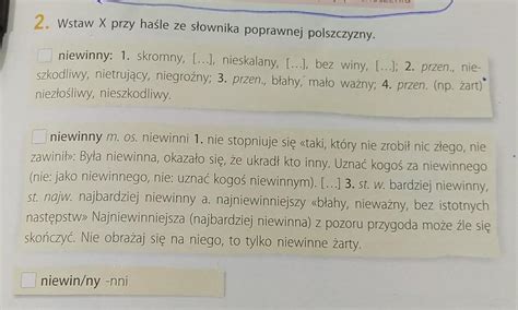 Wstaw X Przy Ha Le Ze S Ownika Poprawnej Polszczyzny Niewinny