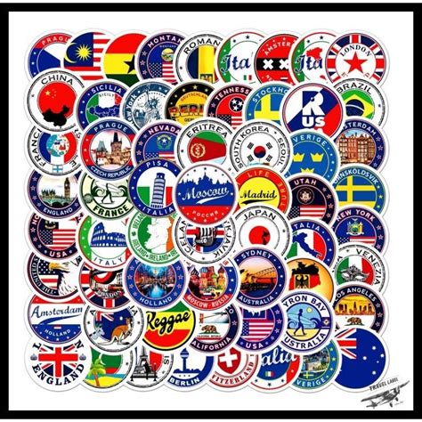 Jual READY STICKER KOPER 1 SET 60 PCS LAMBANG BENDERA NEGARA WORLD