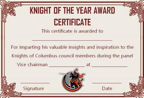 Superb Knights Of Columbus Certificate Templates For Appreciation