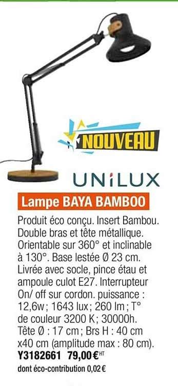 Promo Lampe Baya Bamboo Unilux Chez Plein Ciel ICatalogue Fr