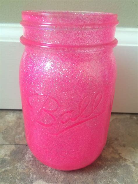 Neon Pink Glitter Mason Jar