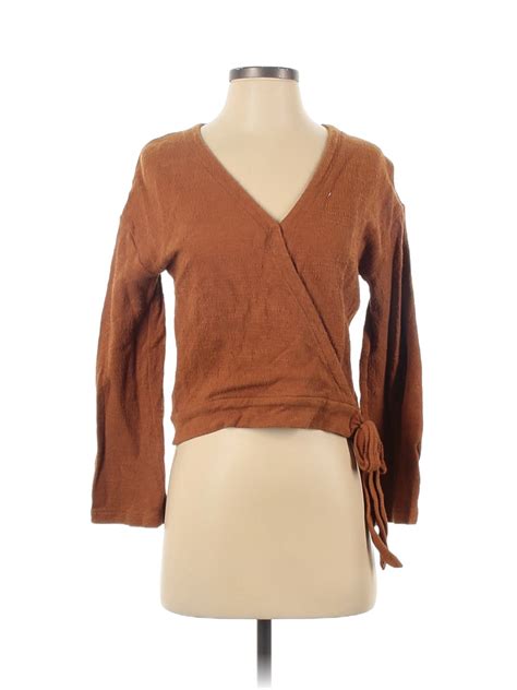 Texture And Thread Madewell 100 Cotton Solid Colored Brown Long Sleeve