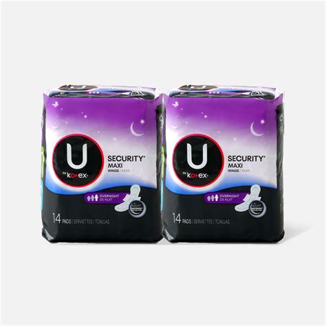 U By Kotex Security Maxi Pad With Wings Overnight Unscented 14 Ct 2 Pack