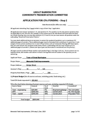 Fillable Online Community Preservation Act Funding Application Fax