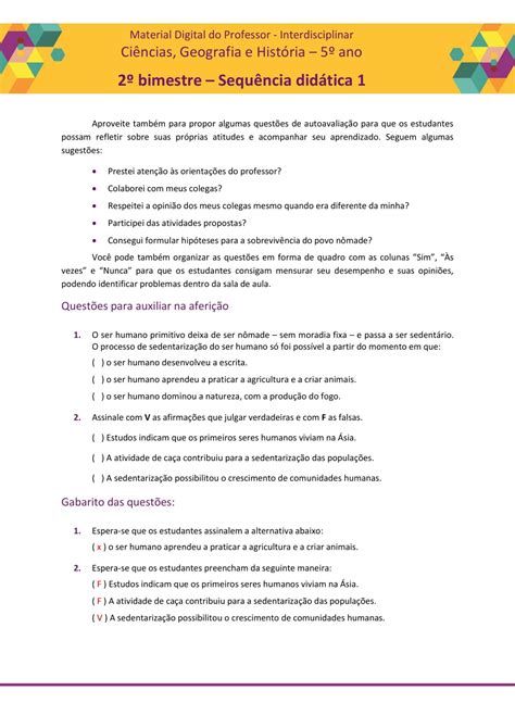 5º Ano SequÊncia DidÁtica As Primeiras Sociedades Humanas